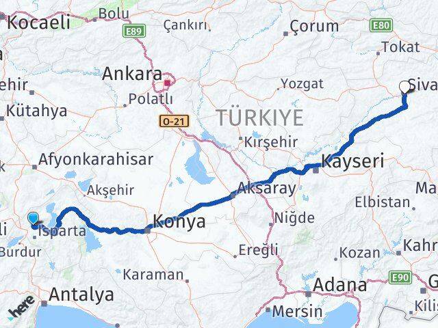 Isparta Gönen Sivas Arası Kaç Km - Yol Haritası