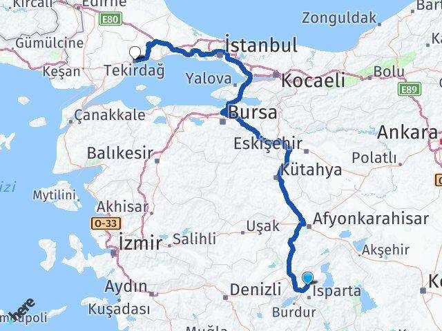 Isparta Gönen Tekirdağ Arası Kaç Km - Yol Haritası