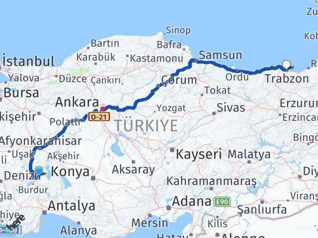 Isparta Gönen Trabzon Arası Kaç Km - Yol Haritası