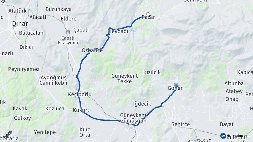 Isparta Gönen Uluborlu Arası Kaç Km - Yol Haritası