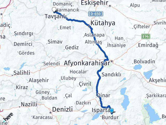 Isparta Harmancık Bursa Arası Kaç Km - Yol Haritası