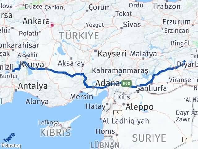 Isparta Hazro Diyarbakır Arası Kaç Km - Yol Haritası