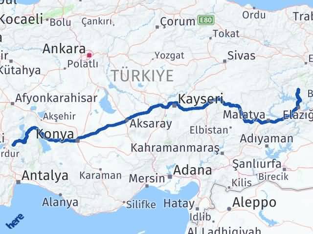 Isparta Hozat Tunceli Arası Kaç Km - Yol Haritası