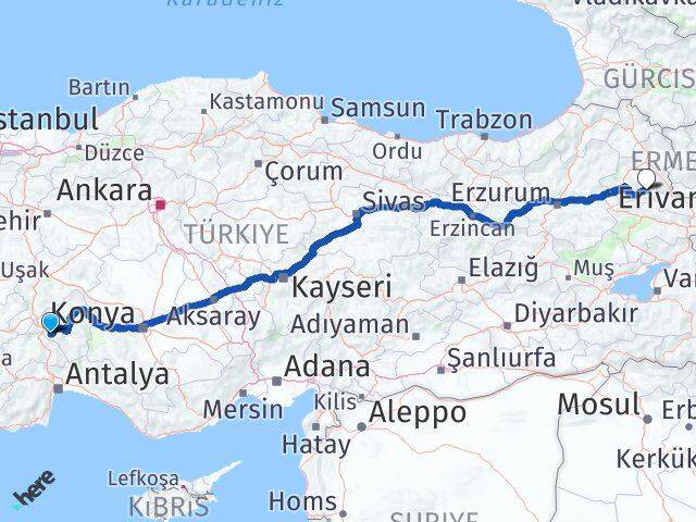 Isparta Kağızman Kars Arası Kaç Km - Yol Haritası