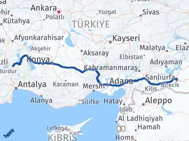 Isparta Karaköprü Şanlıurfa Arası Kaç Km - Yol Haritası