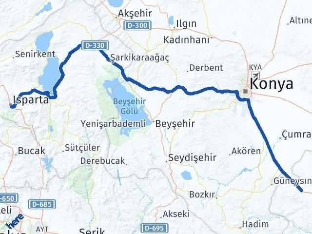 Isparta Kazımkarabekir Karaman Arası Kaç Km - Yol Haritası