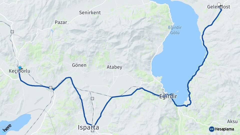 Isparta Keçiborlu Gelendost Arası Kaç Km - Yol Haritası