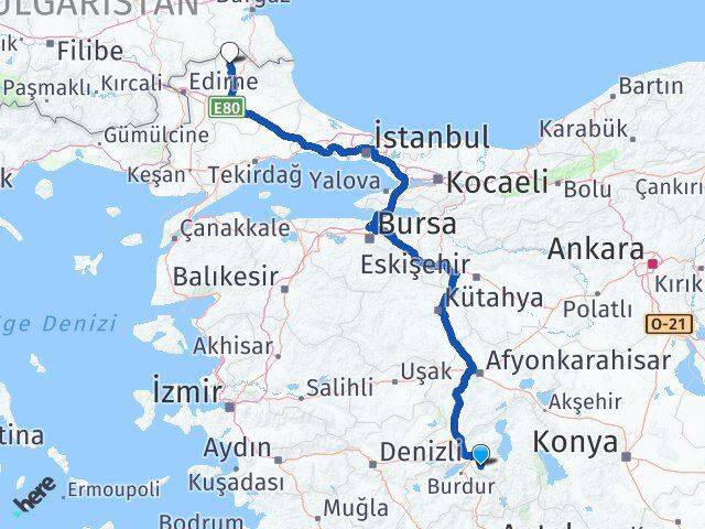 Isparta Kofçaz Kırklareli Arası Kaç Km - Yol Haritası