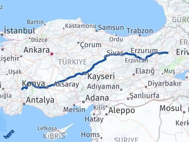 Isparta Köprüköy Erzurum Arası Kaç Km - Yol Haritası
