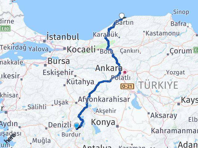 Isparta Kurucaşile Bartın Arası Kaç Km - Yol Haritası