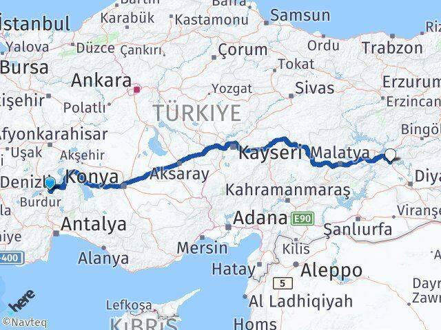 Isparta Maden Elazığ Arası Kaç Km - Yol Haritası