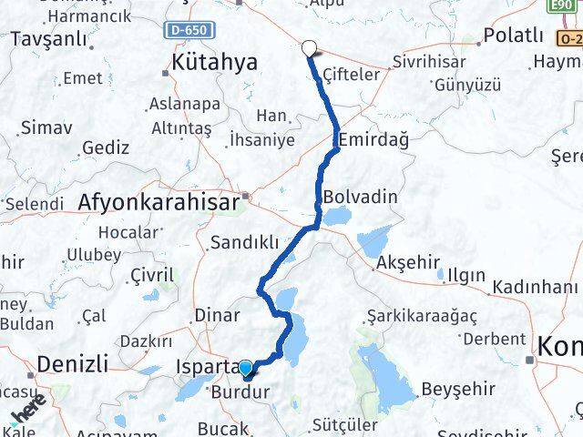 Isparta Mahmudiye Eskişehir Arası Kaç Km - Yol Haritası