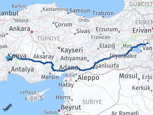 Isparta Muradiye Van Arası Kaç Km - Yol Haritası