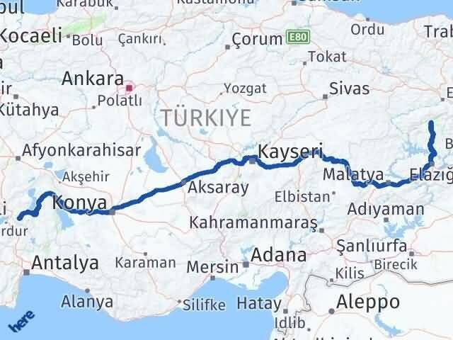 Isparta Ovacık Tunceli Arası Kaç Km - Yol Haritası