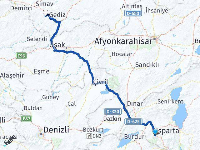 Isparta Pazarlar Kütahya Arası Kaç Km - Yol Haritası