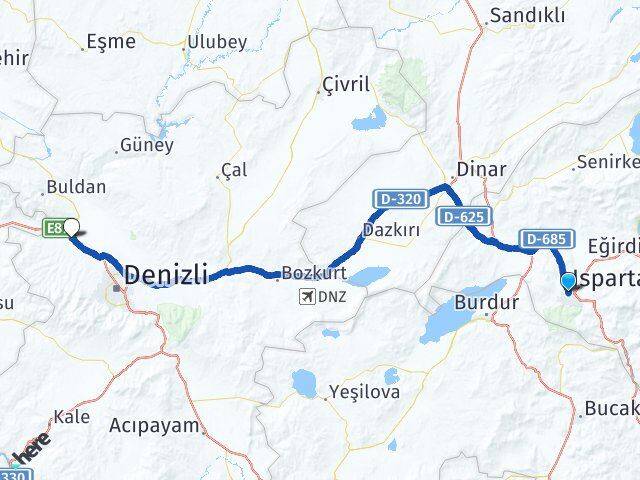 Isparta Sarayköy Denizli Arası Kaç Km - Yol Haritası