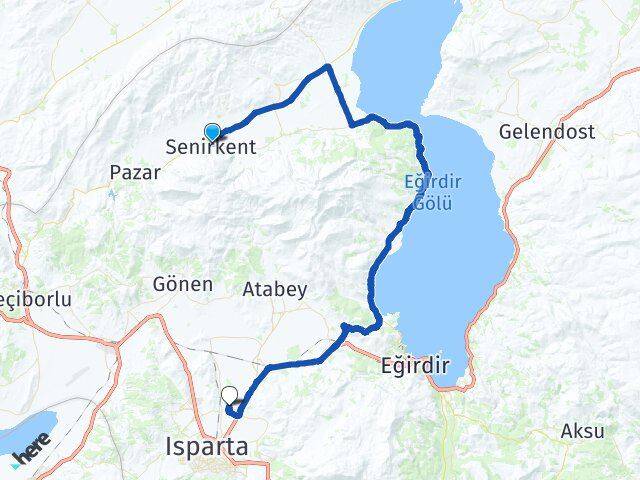 Isparta Senirkent Akkent Arası Kaç Km - Yol Haritası