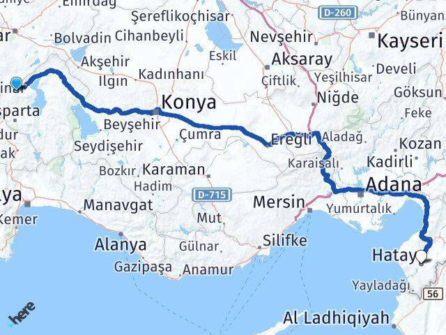 Isparta Senirkent Hatay Arası Kaç Km - Yol Haritası