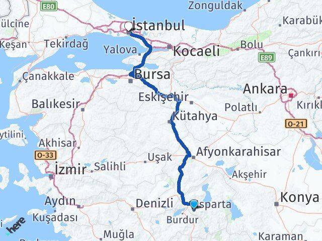 Isparta Şişli İstanbul Arası Kaç Km - Yol Haritası