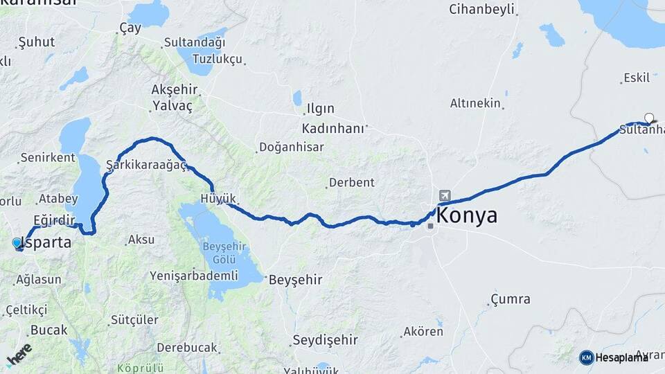 Isparta Sultanhanı Aksaray Arası Kaç Km - Yol Haritası