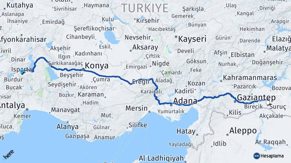 Isparta Suruç Şanlıurfa Arası Kaç Km - Yol Haritası