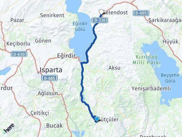 Isparta Sütçüler Gelendost Arası Kaç Km - Yol Haritası