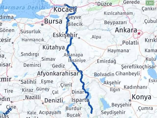 Isparta Sütçüler Kocaeli Arası Kaç Km - Yol Haritası