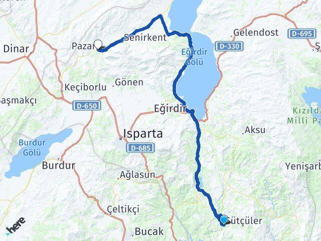 Isparta Sütçüler Uluborlu Arası Kaç Km - Yol Haritası