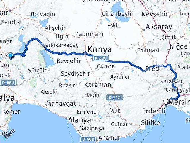 Isparta Toroslar Mersin Arası Kaç Km - Yol Haritası