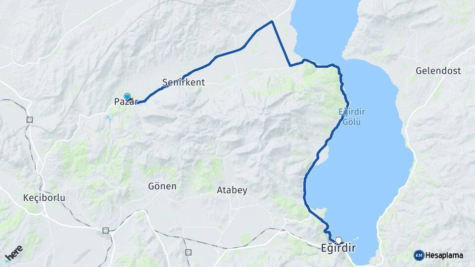 Isparta Uluborlu Eğirdir Arası Kaç Km - Yol Haritası
