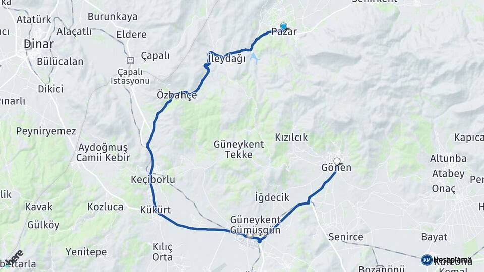 Isparta Uluborlu Gönen Arası Kaç Km - Yol Haritası