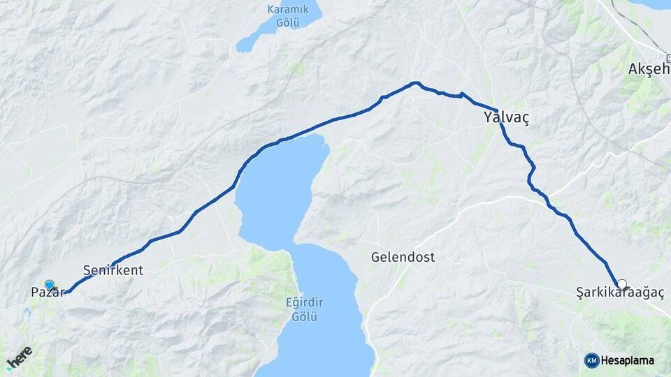Isparta Uluborlu Şarkikaraağaç Arası Kaç Km - Yol Haritası