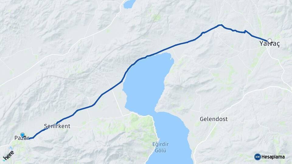 Isparta Uluborlu Yalvaç Arası Kaç Km - Yol Haritası