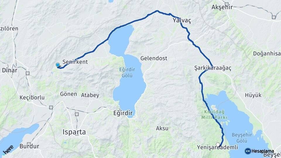 Isparta Uluborlu Yenişarbademli Arası Kaç Km - Yol Haritası