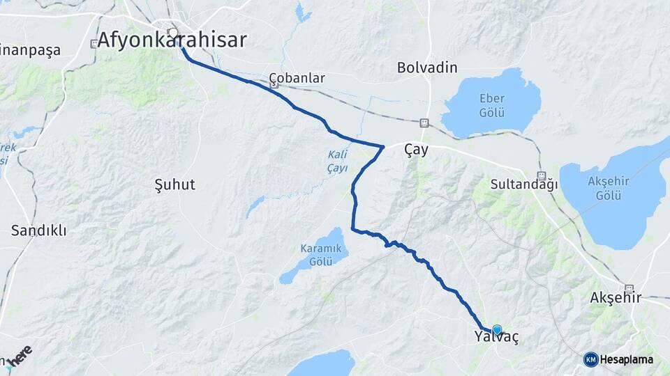 Isparta Yalvaç Afyonkarahisar Arası Kaç Km - Yol Haritası
