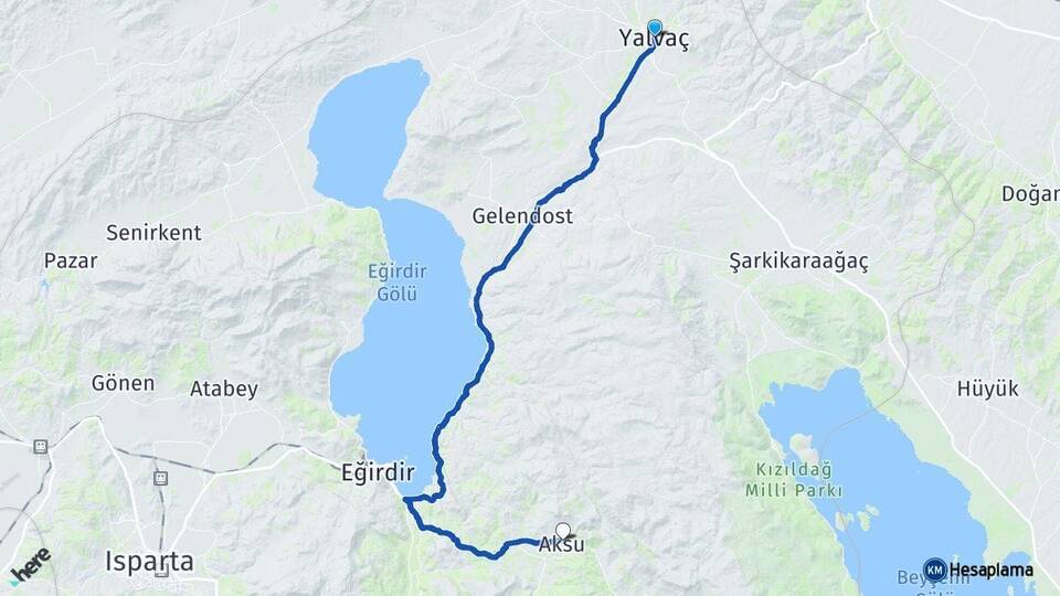Isparta Yalvaç Aksu Arası Kaç Km - Yol Haritası