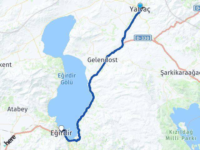 Isparta Yalvaç Eğirdir Arası Kaç Km - Yol Haritası