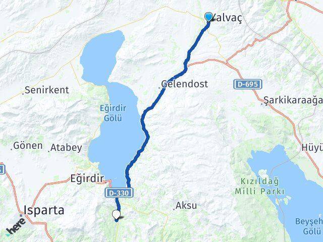 Isparta Yalvaç Eyüpler Eğirdir Arası Kaç Km - Yol Haritası