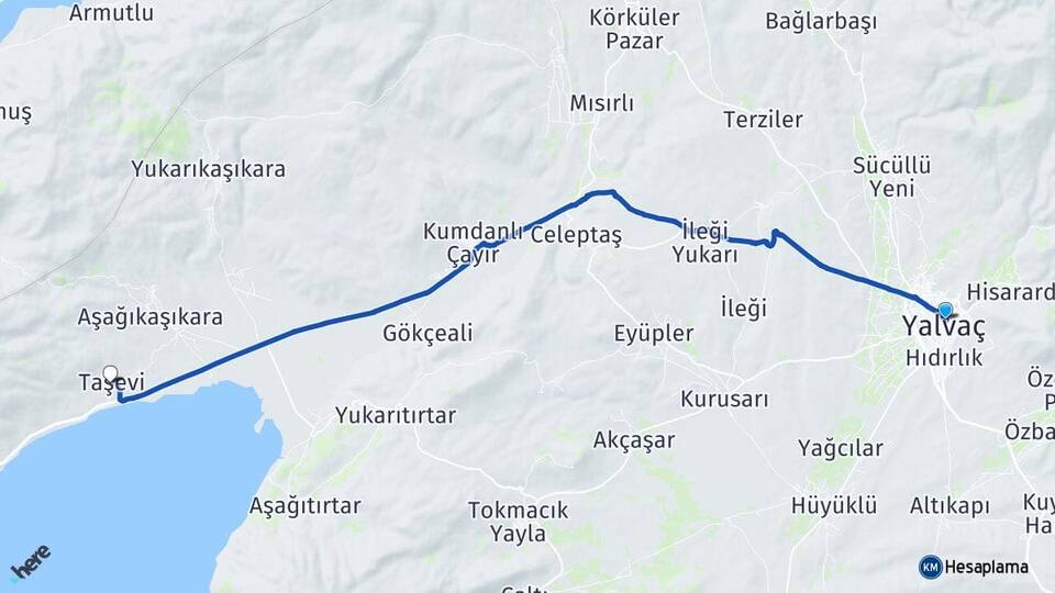 Isparta Yalvaç Taşevi Yalvaç Arası Kaç Km - Yol Haritası