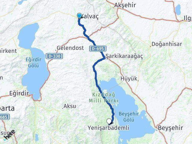 Isparta Yalvaç Yenişarbademli Arası Kaç Km - Yol Haritası