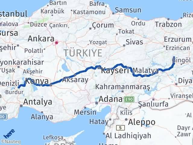 Isparta Yayladere Bingöl Arası Kaç Km - Yol Haritası