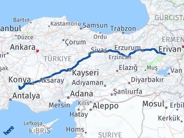Isparta Yenişarbademli Ağrı Arası Kaç Km - Yol Haritası