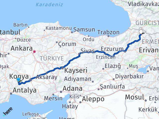 Isparta Yenişarbademli Ardahan Arası Kaç Km - Yol Haritası