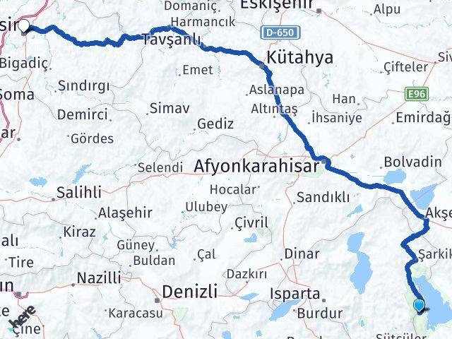Isparta Yenişarbademli Balıkesir Arası Kaç Km - Yol Haritası