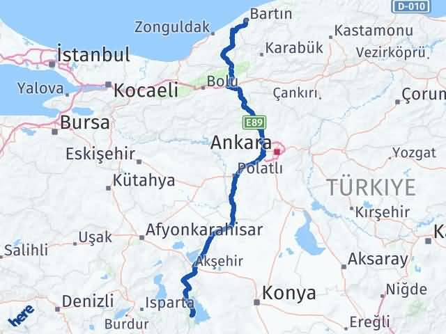Isparta Yenişarbademli Bartın Arası Kaç Km - Yol Haritası