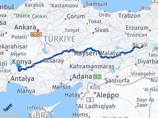 Isparta Yenişarbademli Bingöl Arası Kaç Km - Yol Haritası