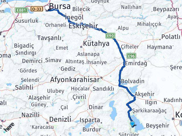 Isparta Yenişarbademli Bursa Arası Kaç Km - Yol Haritası