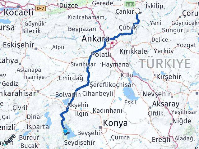 Isparta Yenişarbademli Çankırı Arası Kaç Km - Yol Haritası
