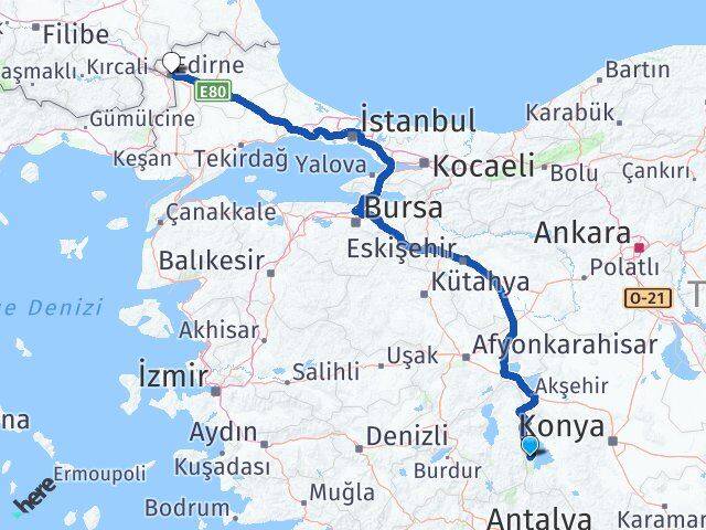 Isparta Yenişarbademli Edirne Arası Kaç Km - Yol Haritası