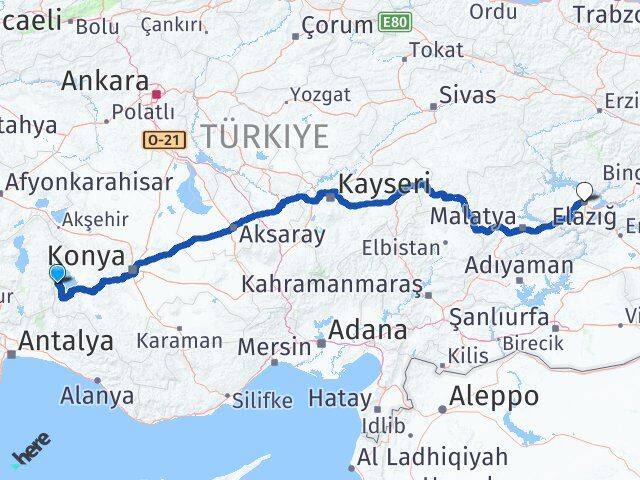 Isparta Yenişarbademli Elazığ Arası Kaç Km - Yol Haritası